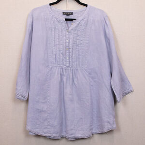 Jump pintuck light blue linen tunic top-16